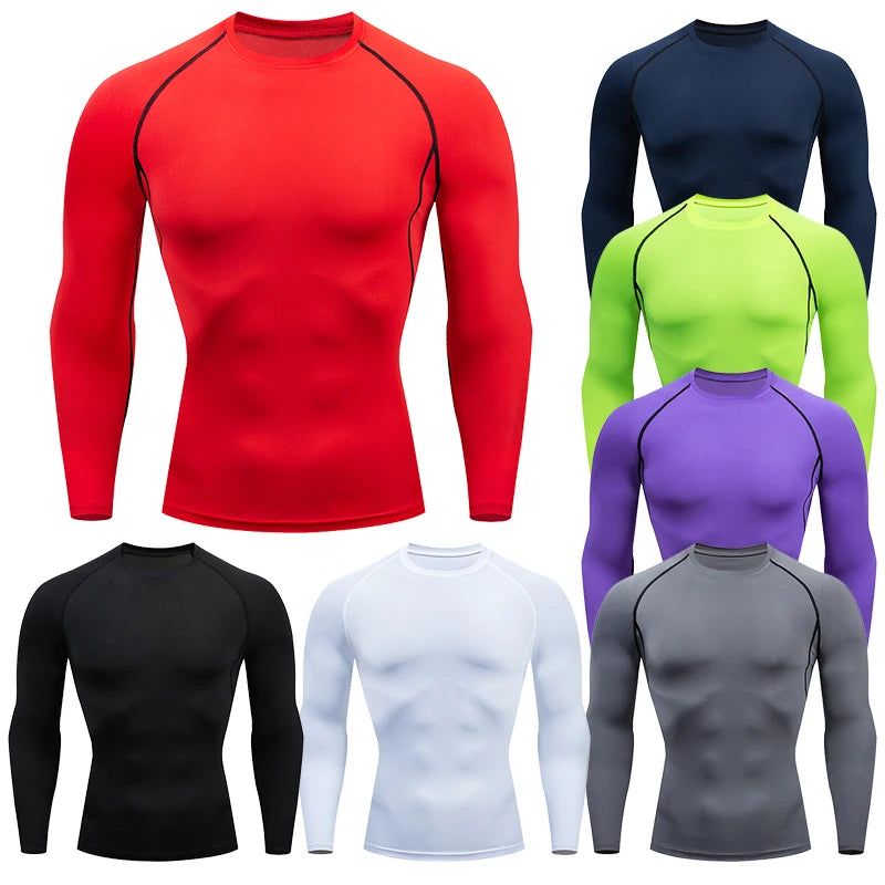Men’s Compression Running Long Sleeve T-Shirt – Fitness & Sportswear Dry Fit