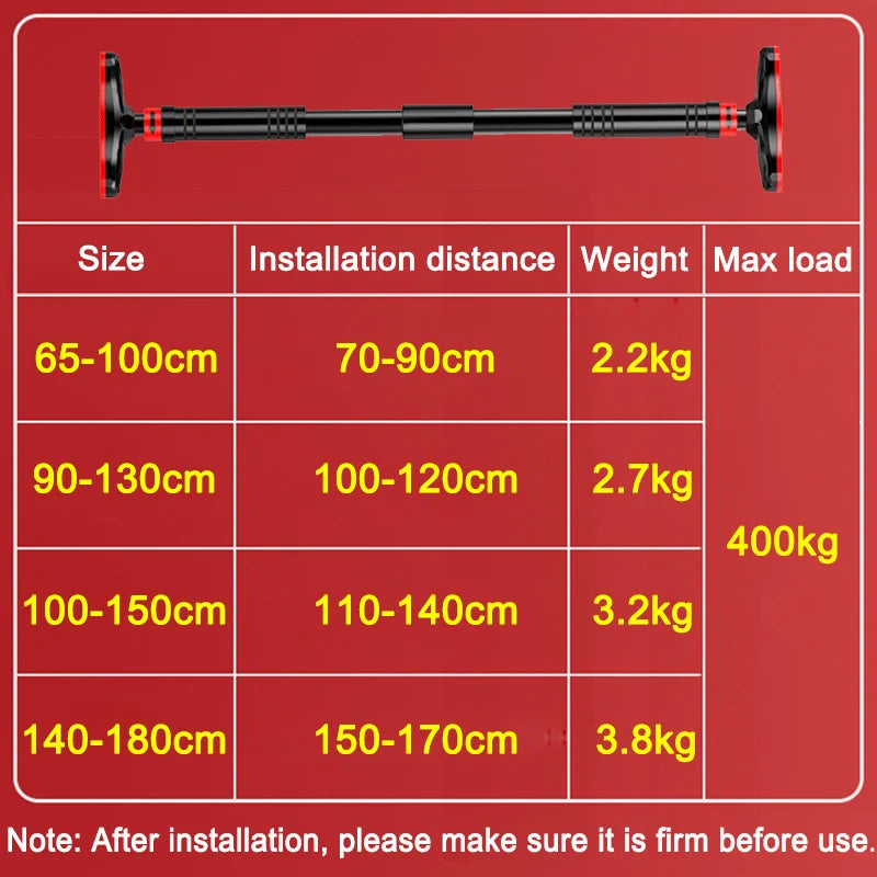 400kg Adjustable Door Pull-Up Bar for Home Workouts and Strength Training