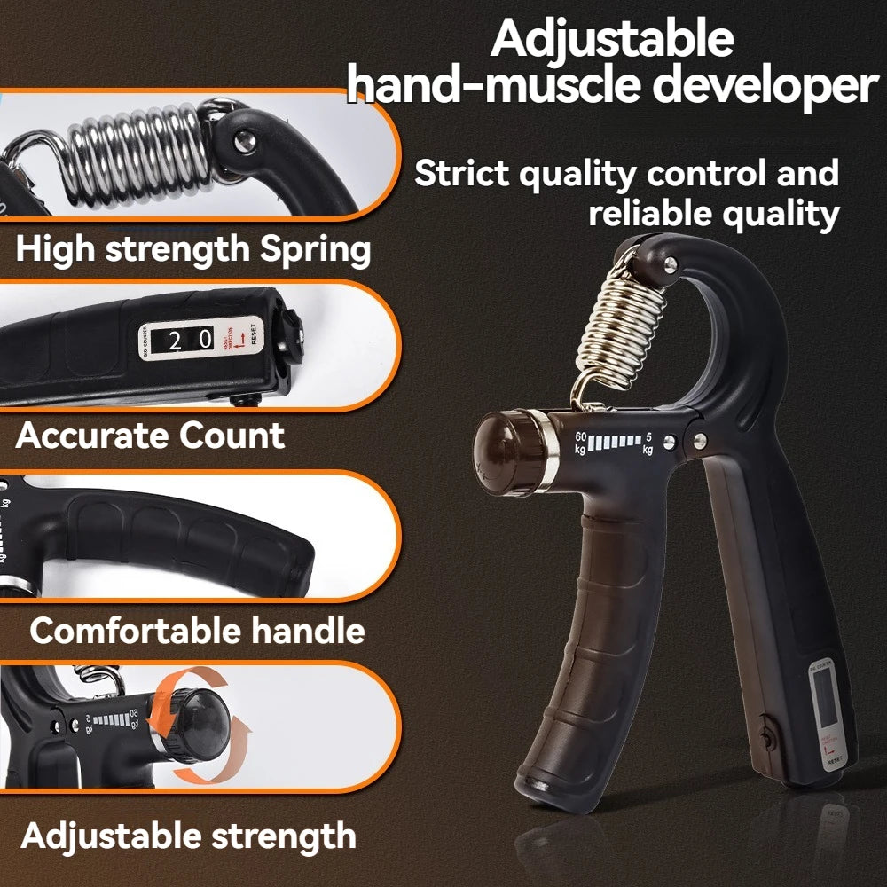 5-60kg Adjustable Hand Grip Strengthener Trainer with Counter - Full Set for Wrist, Forearm, and Hand Muscle Exerciser