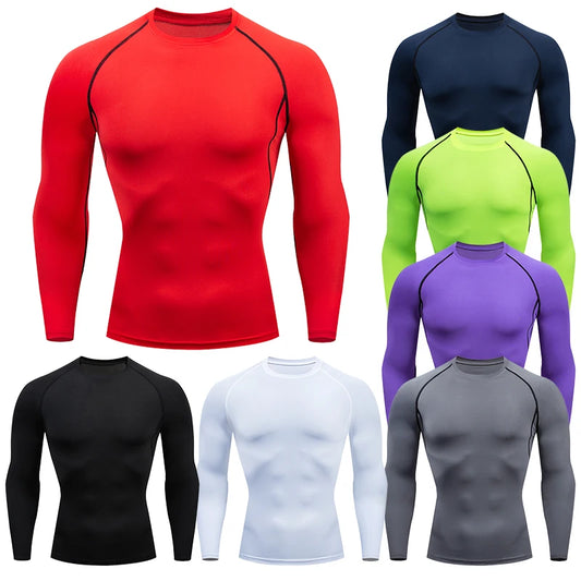 Men’s Compression Running Long Sleeve T-Shirt – Fitness & Sportswear Dry Fit