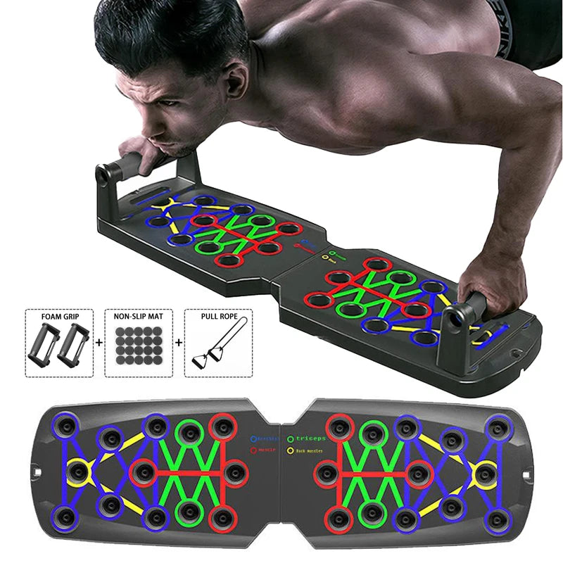 Folding Push-up Board - Multifunctional Muscle Exercise and Abdominal Enhancement Support for Portable Fitness